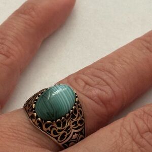 Unisex 925 Sterling silver ring blue stone